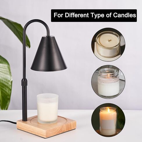 YODEWA Candle Warmer Lamp with Timer and Dimmer, Modern Black Electric Candle Lamp Warmer for 3 Wick Wax Jar Candles, Gifts for Mom/Women Bedroom Home Decor - Adjustable Height in Saudi Arabia