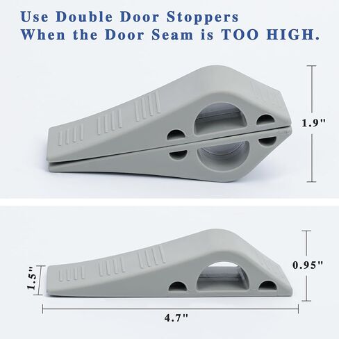 Songaa Door Stoppers (2 Pack) - Rubber Door Stopper Wedge - Stackable Door Stops for Bottom of Door Heavy Duty Door Stop Wedge for Carpet, Hardwood, Concrete and Tile - Grey in Kuwait