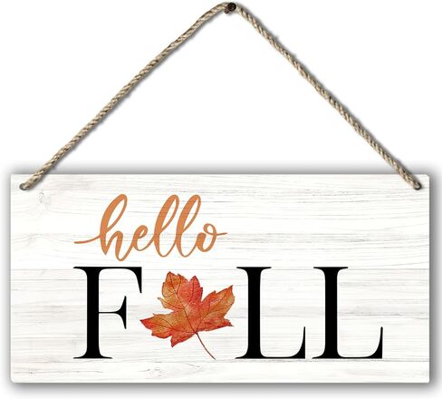 PHAMTE Fall Door Sign, fall signs,Hello Fall Sign, Hello Fall Maple Leaf Farmhouse Wood Plaque Sign Wall Hanging, Autumn Fall Seasonal Hanging Wall Signs For Home Outdoor Front Door Decor 12 x 6 in Saudi Arabia