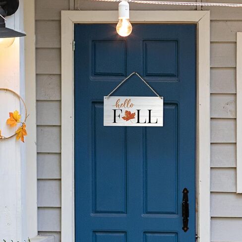 PHAMTE Fall Door Sign, fall signs,Hello Fall Sign, Hello Fall Maple Leaf Farmhouse Wood Plaque Sign Wall Hanging, Autumn Fall Seasonal Hanging Wall Signs For Home Outdoor Front Door Decor 12 x 6 in Saudi Arabia