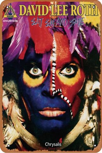 David Lee Roth - Eat 'Em and Smile (Songbook) لافتة معدنية من القصدير مقاس 8 × 12 بوصة بتصميم فني قديم وبار منزلي ومطعم جراج ومقهى غاز وديكور جداري لوحة معدنية جديدة... in Saudi Arabia