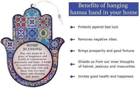 ديكور حائط يدوي همسة من ماي ديلي ستايلز للمنزل - تميمة للحظ السعيد وحماية العين الشريرة مع خلفية القدس - ديكور معلق يد فاطمة بتصميم شرقي متعدد الألوان - هدية الانتقال لمنزل جديد in Kuwait