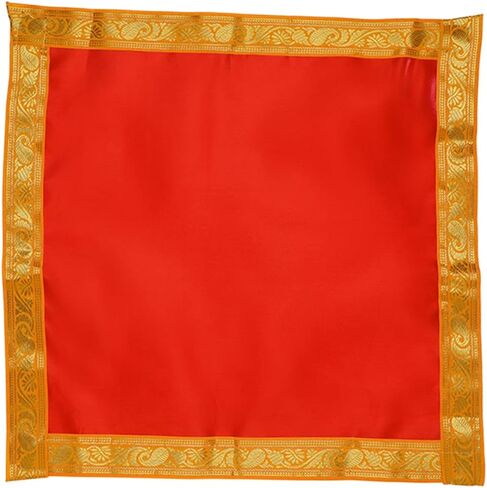 Red & Yellow Small Pooja Cloth Mat Aasan Decorative Cloth Set of 2 (Size:-16 Inches X 16 Inches,) for Multipurpose Pooja Decorations Item & Article Yellow Laxmi in Saudi Arabia