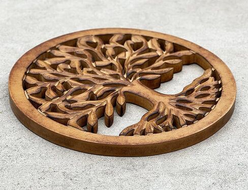 DharmaObjects Handcrafted Wooden Tree Of Life Wall Decor Hanging Art (Brown) in Saudi Arabia