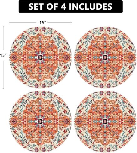 Siilues 4th of July Placemats 15'' Round Set of 4, 4th of July Patriotic Placemats Fourth of July Decorations Stars Freedom Holiday Decor for Home Party Table Runner Decorations in Saudi Arabia