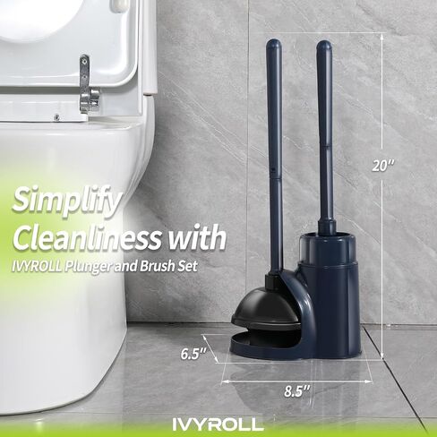 Toilet Plunger and Brush Set, Plunger and Toilet Brush Combo with Hidden Holder, Bathroom Toilet Bowl Brush and Plunger Set Heavy Duty, Navy in Saudi Arabia