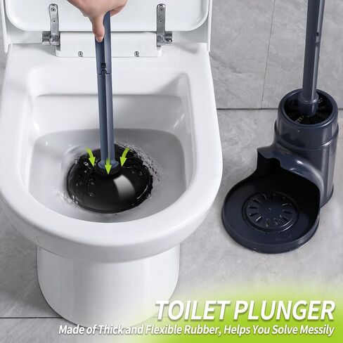 Toilet Plunger and Brush Set, Plunger and Toilet Brush Combo with Hidden Holder, Bathroom Toilet Bowl Brush and Plunger Set Heavy Duty, Navy in Saudi Arabia