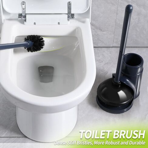 Toilet Plunger and Brush Set, Plunger and Toilet Brush Combo with Hidden Holder, Bathroom Toilet Bowl Brush and Plunger Set Heavy Duty, Navy in Saudi Arabia