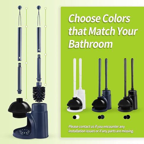 Toilet Plunger and Brush Set, Plunger and Toilet Brush Combo with Hidden Holder, Bathroom Toilet Bowl Brush and Plunger Set Heavy Duty, Navy in Saudi Arabia