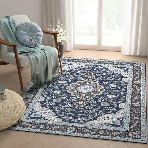 Well Woven Kings Court Gene Traditional Medallion Blue Machine Washable Indoor/Outdoor 2'7" x 9'10" Runner Rug in Saudi Arabia