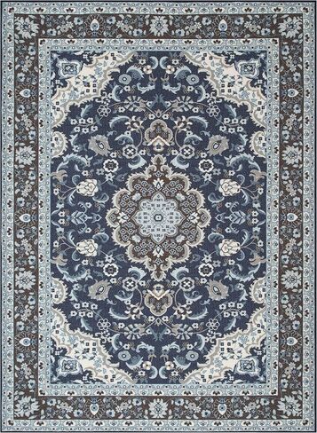 Well Woven Kings Court Gene Traditional Medallion Blue Machine Washable Indoor/Outdoor 2'7" x 9'10" Runner Rug in Saudi Arabia