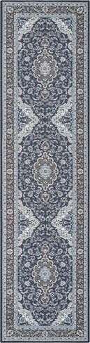 Well Woven Kings Court Gene Traditional Medallion Blue Machine Washable Indoor/Outdoor 2'7" x 9'10" Runner Rug in Saudi Arabia