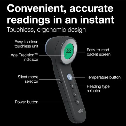 Braun No Touch and Forehead Thermometer - Touchless Thermometer for Adults, Babies, Toddlers and Kids – Fast, Reliable, and Accurate Results in Saudi Arabia