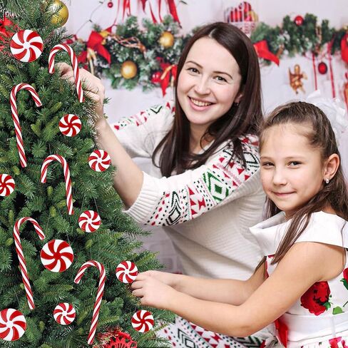 60 قطعة من زخارف حلوى عيد الميلاد - زينة معلقة لشجرة النعناع البلاستيكية لعيد الميلاد والحرف اليدوية ومستلزمات الديكور in Kuwait