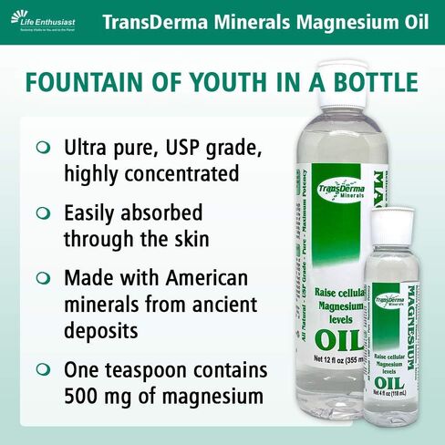 Magnesium Oil 4oz - Pure and Potent Magnesium Supplement for Skin Health - Pure Liquid Magnesium Chloride Hexahydrate Made With Ancient Minerals Magnesium, Fast Absorbing in Saudi Arabia