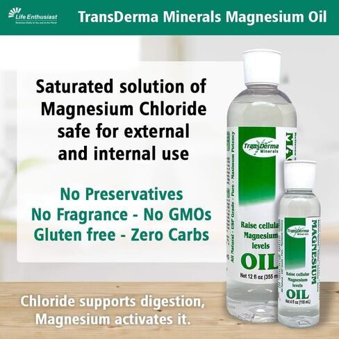 Magnesium Oil 4oz - Pure and Potent Magnesium Supplement for Skin Health - Pure Liquid Magnesium Chloride Hexahydrate Made With Ancient Minerals Magnesium, Fast Absorbing in Saudi Arabia