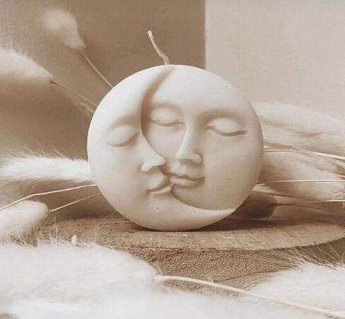 Sun and Moon Shaped Candles - Aesthetic Candle Decorative Soy Scented Art White Witchy Face for Yoga Birthday Christmas Home Decor Bedroom Bathroom Wedding Gifts (2 Pcs Whiite) in Saudi Arabia