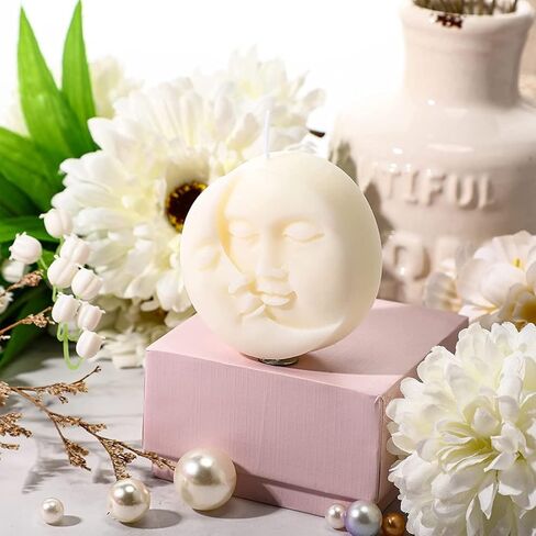 Sun and Moon Shaped Candles - Aesthetic Candle Decorative Soy Scented Art White Witchy Face for Yoga Birthday Christmas Home Decor Bedroom Bathroom Wedding Gifts (2 Pcs Whiite) in Saudi Arabia