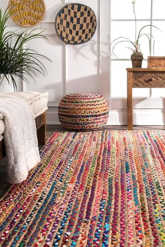 nuLOOM Aleen Bohemian Cotton/Jute Area Rug, 8x10, Multi in Saudi Arabia