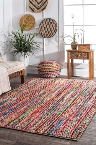 nuLOOM Aleen Bohemian Cotton/Jute Area Rug, 8x10, Multi in Saudi Arabia