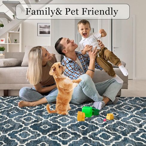 Moroccan Area Rug 2x3 Modern Rug Washable Moroccan Throw Rug Small Bedroom Rugs Non Skid Bath Mat Indoor Low-Pile Front Door Rug, Bohemian Trellis Kitchen Sink Rug Doormats,Blue in Saudi Arabia