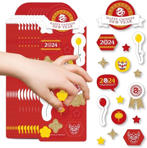 Big Dot of Happiness Lunar New Year - 2024 Year of The Dragon Favor Kids Stickers - 16 Sheets - 256 Stickers in Kuwait