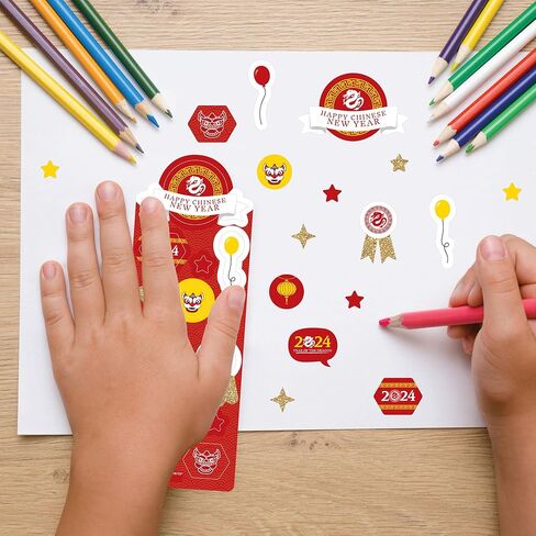 Big Dot of Happiness Lunar New Year - 2024 Year of The Dragon Favor Kids Stickers - 16 Sheets - 256 Stickers in Kuwait