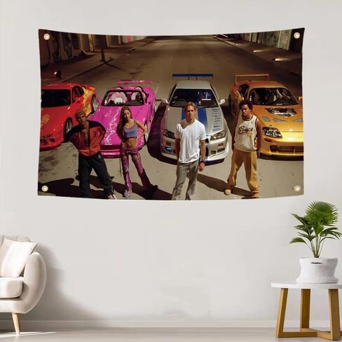 2 Fast and Furiou Movie Poster Flag 38x60 Inch Movie Cover Tapestry 180D Polyester Double Print for College Dorm Room Indoor Outdoor Party Decoration in Saudi Arabia