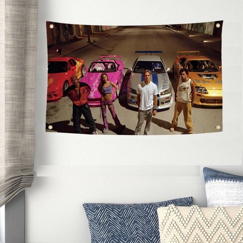 2 Fast and Furiou Movie Poster Flag 38x60 Inch Movie Cover Tapestry 180D Polyester Double Print for College Dorm Room Indoor Outdoor Party Decoration in Saudi Arabia