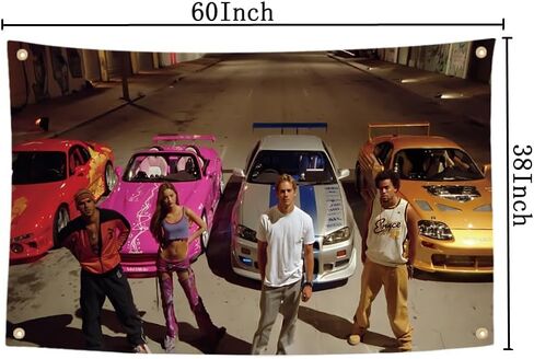 2 Fast and Furiou Movie Poster Flag 38x60 Inch Movie Cover Tapestry 180D Polyester Double Print for College Dorm Room Indoor Outdoor Party Decoration in Saudi Arabia