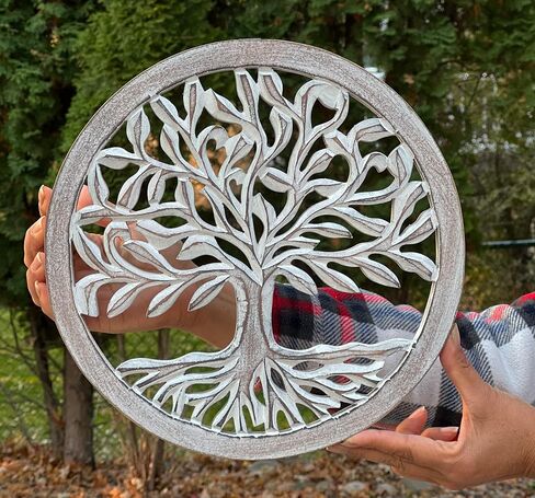 DharmaObjects Handcrafted Wooden Tree Of Life Wall Decor Hanging Art (Brown) in Saudi Arabia
