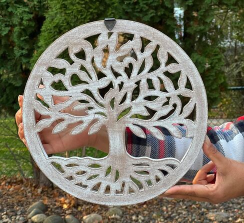 DharmaObjects Handcrafted Wooden Tree Of Life Wall Decor Hanging Art (Brown) in Saudi Arabia
