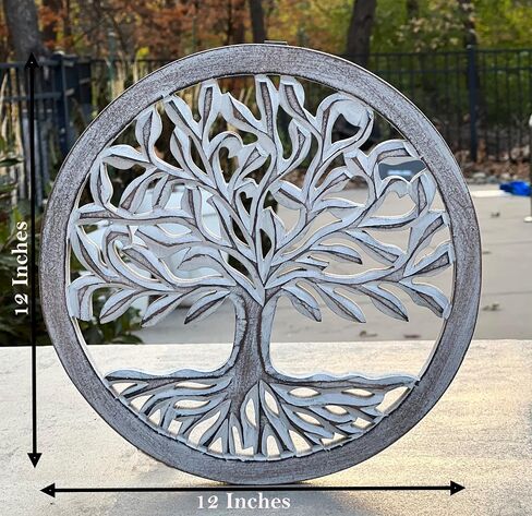 DharmaObjects Handcrafted Wooden Tree Of Life Wall Decor Hanging Art (Brown) in Saudi Arabia