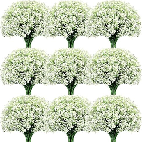 Crowye 48 Pcs Babys Breath Artificial Flowers 23.6 Inch Artificial Baby Breath Gypsophila Flowers Bulk White Bouquets Faux Babys Breath for Wedding Fake Floral DIY Arrangement Home Garden Decoration in Kuwait