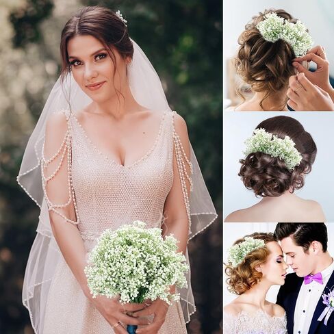 Crowye 48 Pcs Babys Breath Artificial Flowers 23.6 Inch Artificial Baby Breath Gypsophila Flowers Bulk White Bouquets Faux Babys Breath for Wedding Fake Floral DIY Arrangement Home Garden Decoration in Kuwait