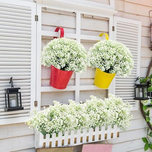 Crowye 48 Pcs Babys Breath Artificial Flowers 23.6 Inch Artificial Baby Breath Gypsophila Flowers Bulk White Bouquets Faux Babys Breath for Wedding Fake Floral DIY Arrangement Home Garden Decoration in Kuwait
