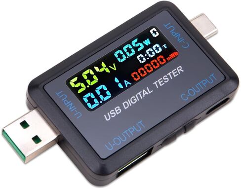 ZORZA قطعة واحدة من جهاز اختبار الطاقة USB من النوع C وشاشة LCD الرقمية لقياس الجهد الكهربي الحالي DC 4.5-36V 0-8A مراقب حالة الشحن في الوقت الحقيقي للإلكترونيات، ويدعم بروتوكولات الشحن السريع المتعددة in Kuwait