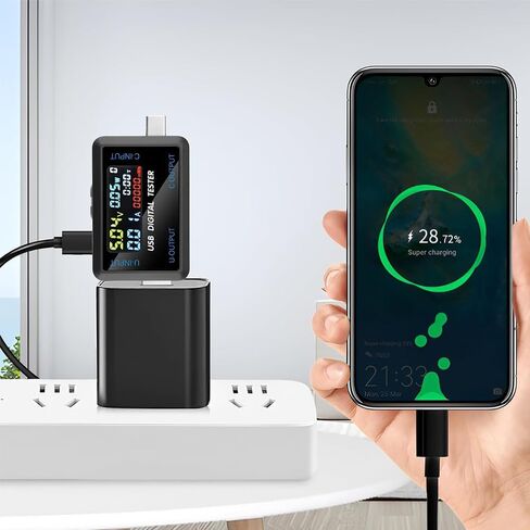 ZORZA قطعة واحدة من جهاز اختبار الطاقة USB من النوع C وشاشة LCD الرقمية لقياس الجهد الكهربي الحالي DC 4.5-36V 0-8A مراقب حالة الشحن في الوقت الحقيقي للإلكترونيات، ويدعم بروتوكولات الشحن السريع المتعددة in Kuwait