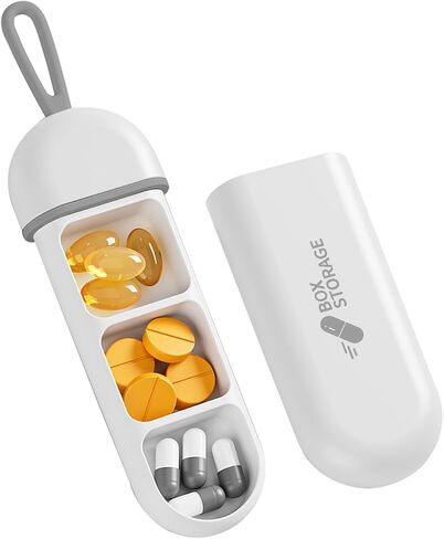 Travel Pill Organizer, 3-Slot Small Pill Case with Slide-Open, Portable Pocket Pill Case with Moisture-Proof Strip Mini Pill Box Pill Container for Purse, Traveling, Trip, White in Saudi Arabia