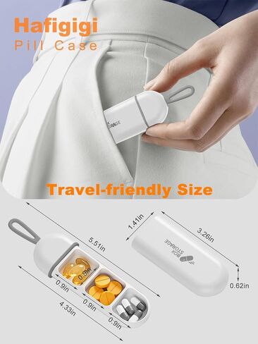 Travel Pill Organizer, 3-Slot Small Pill Case with Slide-Open, Portable Pocket Pill Case with Moisture-Proof Strip Mini Pill Box Pill Container for Purse, Traveling, Trip, White in Saudi Arabia