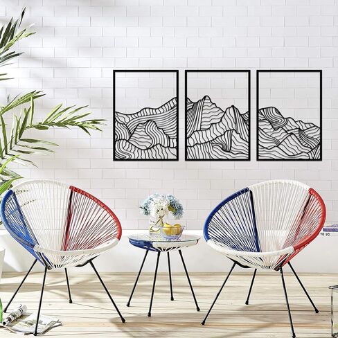ruelen 3 Pcs Mountain Metal Wall Art Mountain Line Wall Decor Abstract Minimalist Wall Art Rustic Nature Wall Decor Hanging Sculpture for Home Bedroom Bathroom Living Room in Saudi Arabia