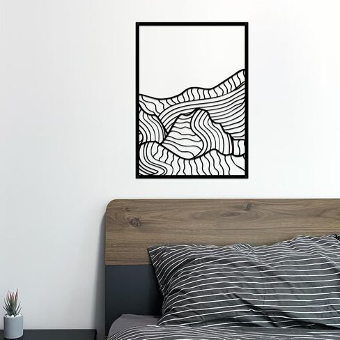 ruelen 3 Pcs Mountain Metal Wall Art Mountain Line Wall Decor Abstract Minimalist Wall Art Rustic Nature Wall Decor Hanging Sculpture for Home Bedroom Bathroom Living Room in Saudi Arabia