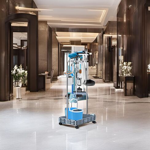 Broom Holder Closet Organizer Cleaning Supplies Storage Tools Cart for Garage Garden Cabinet Home (10-Racks) in Saudi Arabia