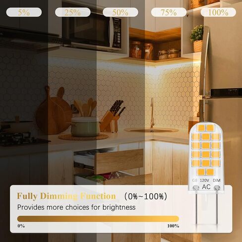 لمبة DiCUNO G8 LED قابلة للتعتيم، 2 وات (ما يعادل 20 وات)، أبيض دافئ 2700 ك، 120 فولت، T4 JCD نوع مصابيح إضاءة ثنائية الدبوس لتحت الخزانة، إضاءة مضادة، 10 عبوات in Saudi Arabia