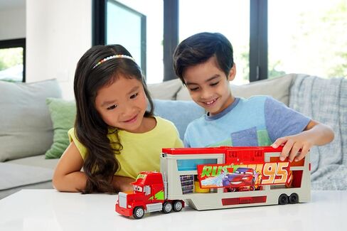 Mattel Disney Pixar Cars Transforming Truck & Toy Car Playset, Color Changers Paint Shop Mack with Detachable Cab, Color Change Lightning McQueen & Accessories in Saudi Arabia