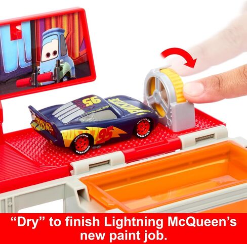 Mattel Disney Pixar Cars Transforming Truck & Toy Car Playset, Color Changers Paint Shop Mack with Detachable Cab, Color Change Lightning McQueen & Accessories in Saudi Arabia