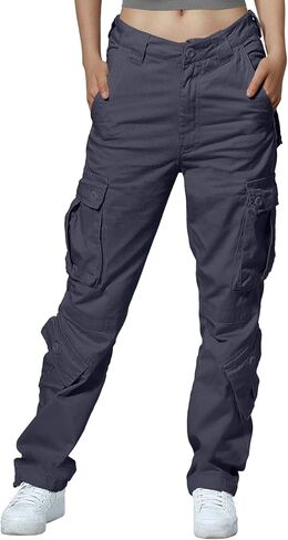 مطابقة السراويل البضائع النسائية، السراويل المشي لمسافات طويلة السراويل الفضفاضة العمل عارضة مع 8 جيوب in Kuwait