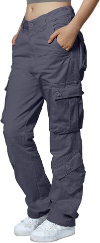 مطابقة السراويل البضائع النسائية، السراويل المشي لمسافات طويلة السراويل الفضفاضة العمل عارضة مع 8 جيوب in Kuwait