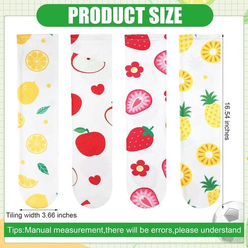 Jeyiour 4 Pairs Performance Socks Performance Liner Socks Fruit Pattern Soccer Field Hockey Liner Socks over the Calf Sock Shin Guard Liners Moisture Wicking Protection for Ice Hockey Horseback Riding in Saudi Arabia
