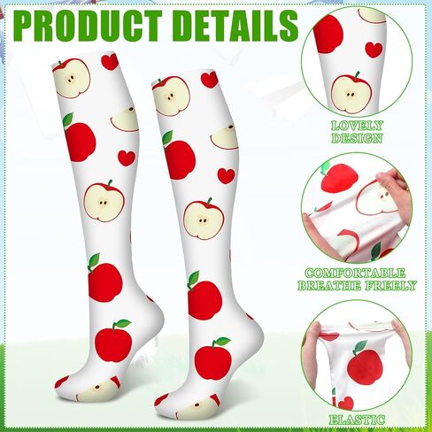 Jeyiour 4 Pairs Performance Socks Performance Liner Socks Fruit Pattern Soccer Field Hockey Liner Socks over the Calf Sock Shin Guard Liners Moisture Wicking Protection for Ice Hockey Horseback Riding in Saudi Arabia